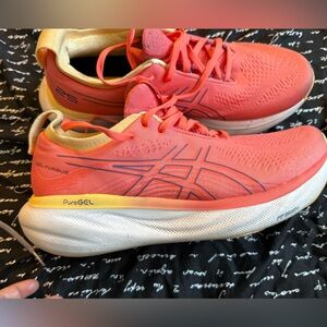 ASICS Women's Athletic Shoes - Coral, Yellow, and White